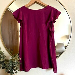 **LIKE NEW** LOFT Blouse Cranberry Color, Size Medium